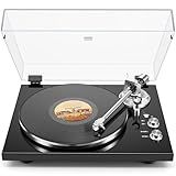 Belt Drive Turntable for Vinyl Record Player,Work with Bluetooth Speakers or Active Speaker,Built-in Phono Pre-amp,USB Digital Output,Magnetic Cartridge, 33/45 RPM,High-Gloss Wood Design