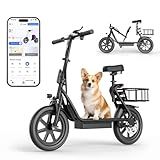 Electric Scooter with seat,21-27Mile Range,Top Speed 22Mph,500W Motor,14'' Pneumatic Tires,Electric Scooter for Adults,Foldable e Scooter with Back Basket,APP