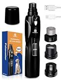 Petsaunter Dog Nail Grinder, 2-Speed and LED Light, Touch-Switch, TypeC, Quiet and Low-Vibration Dog Nail Trimmers, and 3 Ports for Large Dogs, Medium, Small Dogs Cats Pets with Hard or Thick Nail