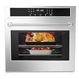 30 inch Electric Single Wall Oven with Convection Fan Touch Control, Large Oven Capacity, 360° Rotisserie, Fingerprint Resistant Stainless Steel