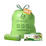 Simply Bio 13 Gallon Compostable Trash Bags Liners Drawstring, Heavy Duty Extra Thick 1 Mil, 49.21 Liter, 30 Bags, Tall Kitchen Food Scrap Waste Bag, ASTM D6400, US BPI and OK Compost Home Certified