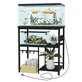 TFK 20-29-37 Gallon Fish Tank Stand, 3-Tier Aquarium Stand with Power Outlet Reptile Tank Stand Heavy Duty Terrarium Stand for Home Office, Black