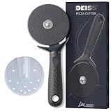 Deiss Lux Heavy Duty Pizza Cutter With Wheel Slicer- Stainless Steel Sharp Smooth Pizza Cutter Wheel With Easy Grip Non-Slip Handle, Dishwasher Safe (BLACK)