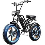 RPINT Electric Mountain Bike with 1000W Peak Motor, 20" Fat Tire Dirt E Bike for All-Terrain, 28MPH and 40-60 Miles PAS Range, Electric Bicycles with 48V 15Ah Removable Battery