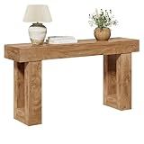 LITTLE TREE 63 Inches Long Console Table for Entryway, Sofa Table Behind Couch, Wooden Entry Table Foyer Hallway Table, Industrial Console Sofa Table for Living Room, Oak Color