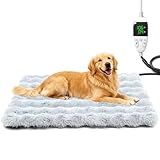 Littlo Kozytail Dog Heating Pad, Heated Dog Cat Bed with Smart Thermostat, 12 Temp Levels & 0-12H Timer, Large Pet Heating Pad with Plush Fleece Cover, Waterproof & Chew Resistant, 34x24in
