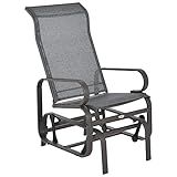 Outsunny Outdoor Glider Chair, Gliders for Outside Patio with Smooth Gliding Mechanism and Lightweight Construction for Backyard, Gray