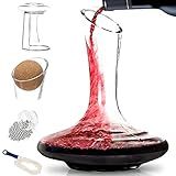 BTaT- XL Decanter with Drying Stand, Stopper, Brush and Beads, Hand Blown Crystal Glass, Wine Decanter, Wine Carafe, Wine Accessories, Red Wine Decanter