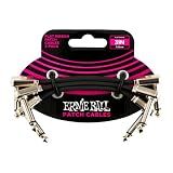 Ernie Ball Flat Ribbon Patch Cable 3-Pack, 3in, Black (P06220)