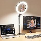 Desk Ring Light with Stand for Computer, Desk Light for Video Recording