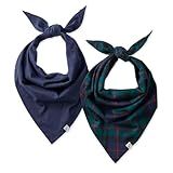 Pet Passion Bandit - The PET Bandana 100% Organic Cotton Pet Bandanas Clothes for Small, Medium, Large Dogs​​, 2-Pack Black Watch Plaid, Medium/Large