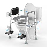 Katgogoo Toilet Seat Risers with Footrests, Adjustable Height/Width Raised Toilet Seat with Handles, Fit Any Toilet Riser Heavy Duty Up to 500lbs, for Elderly, Handicap, Elevated, Pregnant