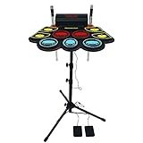 Electric Drum Set for Kids, Electronic Drum Pad with Light Up Drumsticks and Drum Stand, Bulit-in Double Speakers and Rechargeable Battery, Kids Drum Set with LED Drumsticks, 9 Pads Digital Drum Kit