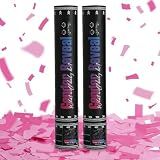 Gender Reveal Pink Confetti Cannon, DOUKEE Baby Shower Pink only Biodegradable Confetti Poppers for Girl Baby Reveal Party - 2 Set