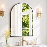 Arched Wall Mirror 30x20 Inch Black Bathroom Vanity Mirror with Metal Frame, Modern Arch Mirror for Bedroom, Living Room, Entryway, Wall Mounted Decorative Mirror
