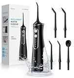 Water Flosser for Teeth Cordless: 300ML Cordless Oral Irrigator with DIY Pressure for Braces and Family, 4 Modes & 5 Jet Tips, 30-Day Battery, IPX7 Waterproof Dental Flosser for Daily Oral Care Travel