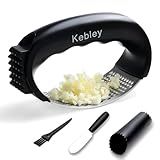 Kebley Garlic Press Rocker Stainless Steel Garlic Crusher, Mincer and Chopper with Peeler and Scraper,brush, Easy Kitchen Gadget for Effortless Smashing