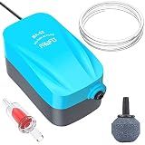 Pawfly Aquarium 15-40 GPH Compact Air Pump Quiet Oxygen Aerator Pump with Air Stone/Nano Bio Sponge Filter Airline Tubing and Check Valve Accessories for 3-20 Gallon Buckets and Fish Tanks