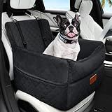 HEGGCOOE Small Dog Car Seat, Memory Foam Dog Booster Car Seats with Thick Cushion for Medium Dogs Under 35lbs, Detachable Washable Dog Bed for Car, Pet Carseat with Storage Pockets,2 Safety Belts