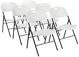 Amazon Basics Sturdy Foldable Plastic Chair, Portable, 350-Pound Capacity, White, 6-Pack