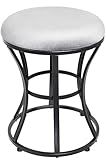 Ellensamqi Vanity Stool, Grey Stools for Makeup Room, Round Ottoman Foot Stool, Velvet Footrest Vanity Chair for Bathroom, Bedroom, Living Room Furniture, Entryway, Offices