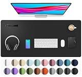 Aothia Leather Desk Pad Protector, Mouse Pad, Office Desk Mat, Non-Slip PU Leather Desk Blotter, Laptop Desk Pad, Waterproof Desk Writing Pad for Office and Home (Black,36" x 17")