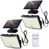 Adiding Solar Outdoor Lights 2Pack, 202 LED Flood Lights with 16.4 ft Cable