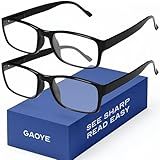 Gaoye 2-Pack of Reading Glasses +2.0 - Blue-Light Filter, UV Protection - Readers with Rectangle Frames