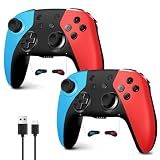AceGamer 2 Pack Wireless Controller for Nintendo Switch/Lite/OLED/Switch 2, Hall Effect Joystick for Switch 2 Pro Controller with Wake-Up/Turbo/Dual Vibration/Programmable (Red+Blue)