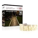 UltraPro LED Rope Lights, 16ft Classic Clear Rope, Warm White Light 3000K, Indoor/Outdoor, Flexible, Linkable, Durable, Rope Lights Outdoor, 54503