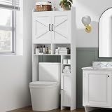 Homhedy Wooden Over The Toilet Storage Cabinet with Barn Door