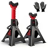 SENKEYFE 3 Ton (6,600 LBs) Jack Stands with Double Pin Locking,Rubber Cover and Large Foot Base,11"-17" Adjustable Height,Heavy Duty Car Jack Stands,Lifting SUV,MPV,Pickup Truck,ATV/UTV,1 Pair