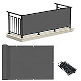 LOVE STORY 3'x10' Dark Grey Balcony Privacy Screen Fence Cover (HDPE) UV Protection Weather-Resistant 3 FT Height Shield for Deck, Patio, Backyard, Outdoor Pool, Porch, Railing
