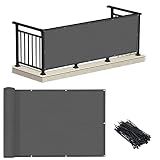 LOVE STORY 3' x 10' Balcony Privacy Screen Cover for Apartment, Dark Grey