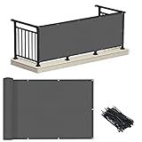 LOVE STORY 3'x10' Dark Grey Balcony Privacy Screen Fence Cover (HDPE) UV Protection Weather-Resistant 3 FT Height Shield for Deck, Patio, Backyard, Outdoor Pool, Porch, Railing
