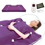 PINJAZE Natural Jade and Tourmaline Heat Far Infrared Sauna Blanket with Remote Control for Exercise Recovery Heating Detox 2-Zone Double Zipper Digital Display Portable Saunas for Home Relaxation