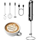 InstaWhisk Milk Frother with Variable Speed, Rechargeable Coffee Frother Wand with Detachable Double Whisk, Drink Mixer Handheld Electric Stirrer for Latte, Cappuccino, Matcha, Almond Milk, Protein