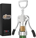 GORILLA GRIP BPA-Free Premium Wine Opener, Easy to Use Smooth Zinc Alloy Wing Corkscrew, Multifunctional Bottle Openers Remove Corks, Caps, Sharp Cork Screw, Dishwasher Safe, Bar Essentials, Black