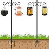 NUERPO Adjustable Shepherd Hooks for Outdoor, 2 Pack 80 Inch 5 Prong Base Bird Two Sided Feeder Poles, Heavy Duty Shepherds Hook, Suitable for Garden in Hanging Flower Basket, Lantern, Bird Nests