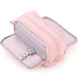 CICIMELON Large Capacity Pen Pencil Case with 4 Compartments, Multi-Slot Pencil Pouch Bag Aesthetic School Supplies Organizer for Teen Girls, Women, Adults (Pink)