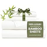 Love's cabin 4 Piece Full Size Sheet Set, 100% Rayon Derived from Bamboo, Cooling & Breathable, Soft Silky Deep Pocket up to 16", Hotel Luxury Bedding for Hot Sleepers, White