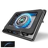 llano Gaming Laptop Cooler, V12 Laptop Cooling Pad Stand with 5.5inch Fan, Fast Cooling Computer Laptop 15.6-21in, Adjustable Speed, Touch Control, 3-Port USB A, A Mouse Pad Included