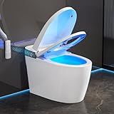Smart Toilet with Bidet Built in, Elongated Bidet Toilet with Auto Soft Open/Close, Auto Flush, One Piece Toilet with Warm Wash & Dryer, Heated Seat, LED & Night Light, Self-Cleaning, Full/Half Flush