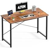 DUMOS 47 Inch Small Computer Desk for Home Office, Modern Study Work Table Simple Style for Bedroom, WritInchg Desks with X-Shaped ReInchforcement, Wood Brown