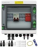 CNLonQcom 2 String Solar PV Combiner Box IP65 2 in 1 Out DC500V 32A Circuit Breaker with Surge Protector and 15A PV Fuse,Solar Disconnect Switch Outdoor Waterproof for Solar Panels System