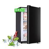 Maine Mini Upright freezer, 3.6 Cubic Feet, Single Door Compact Freezer with Reversible Stainless Steel Door, 3-Speed Temperature Adjustment Small freezer for Home/Dorms