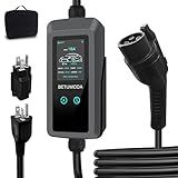 BETUMODA Level 1 &2 EV Charger, 16A, Adjustable Current & Timing Delay, 25FT, 110V–240V, NEMA 5-15 & 6-20 Plugs, J1772 Electric Car Charger for All EVs/PHEVs(Tesla Needs Adapter)