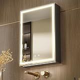 KWW LED Lighted Bathroom Medicine Cabinet with Sockets & USBs, Defogger, Dimmable, 3 Color Light Makeup Mirror, Easy to Install, Wall Mounted Cabinet (Left hinge-20 * 28)