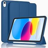 ToaPoia Case for iPad (A16) 11 Inch 2025/iPad 10th Generation 10.9 Inch 2022, Slim Trifold Stand Protective Cover with Pencil Holder and Soft TPU Back,Support Auto Sleep/Wake (Navy Blue)