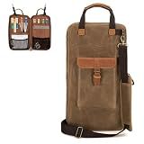 Damero Waxed Canvas Drum Stick Bag with Hanging Hooks and Shoulder Strap